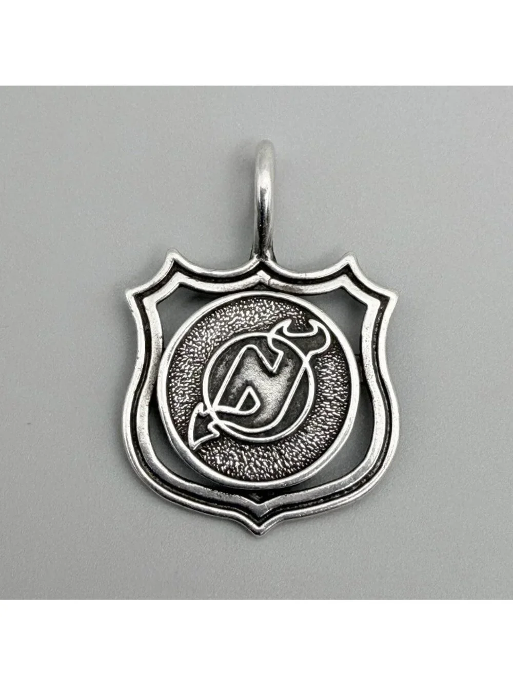 New Jersey Devils NHL Shield Pendant NJ Signed Michael Anthony Sterling Silver